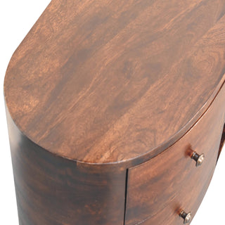 Sable Media Unit Dark Walnut Mango Wood Wave-Shaped Rounded Body Four Drawers with Nordic Legs