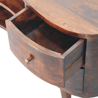 Sable Media Unit Dark Walnut Mango Wood Wave-Shaped Rounded Body Four Drawers with Nordic Legs
