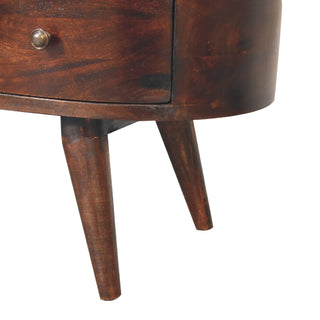 Sable Media Unit Dark Walnut Mango Wood Wave-Shaped Rounded Body Four Drawers with Nordic Legs