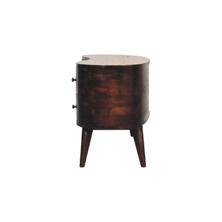 Sable Media Unit Dark Walnut Mango Wood Wave-Shaped Rounded Body Four Drawers with Nordic Legs