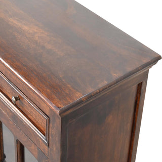 Alderton Large Sideboard with Glass Panel Doors and Drawers in Walnut Finish