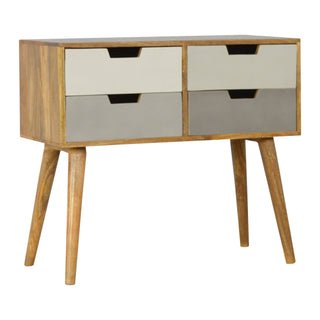 Haze Console Table with Drawers Hand-Painted Grey Ombre Mango Wood