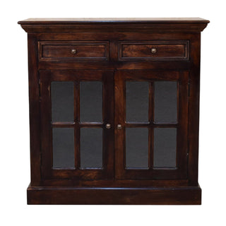 Umber Display Cabinet Dark Walnut Glazed Doors With Drawers Plinth Base