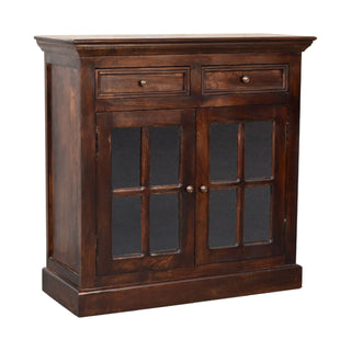 Umber Display Cabinet Dark Walnut Glazed Doors With Drawers Plinth Base