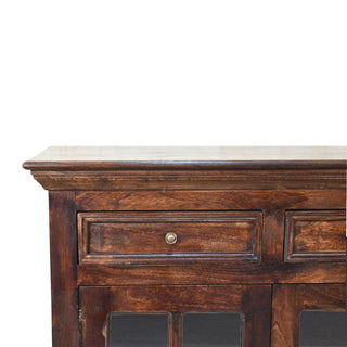 Umber Display Cabinet Dark Walnut Glazed Doors With Drawers Plinth Base