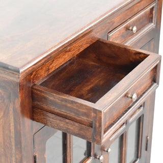 Umber Display Cabinet Dark Walnut Glazed Doors With Drawers Plinth Base
