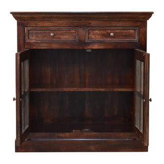 Umber Display Cabinet Dark Walnut Glazed Doors With Drawers Plinth Base