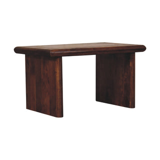 Soren Coffee Table Solid Mango Wood Slab Panel Legs Dark Chestnut