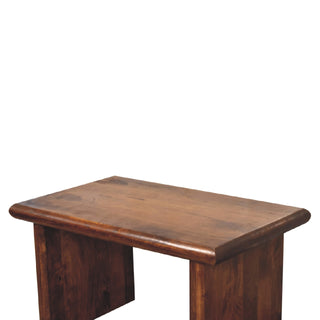 Soren Coffee Table Solid Mango Wood Slab Panel Legs Dark Chestnut