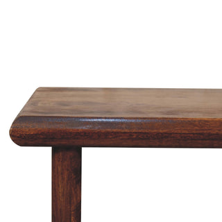 Soren Coffee Table Solid Mango Wood Slab Panel Legs Dark Chestnut