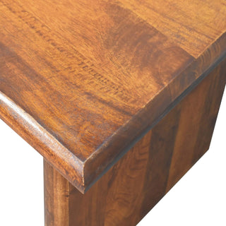 Soren Coffee Table Solid Mango Wood Slab Panel Legs Dark Chestnut