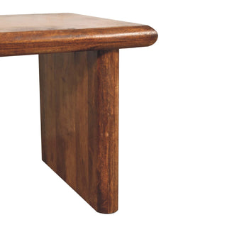 Soren Coffee Table Solid Mango Wood Slab Panel Legs Dark Chestnut