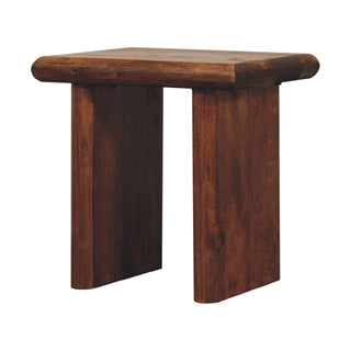 Bryn Side Table Solid Mango Wood Chunky Slab Legs Chestnut