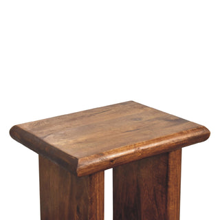Bryn Side Table Solid Mango Wood Chunky Slab Legs Chestnut