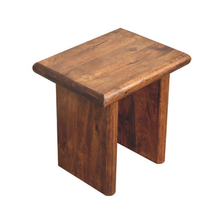 Bryn Side Table Solid Mango Wood Chunky Slab Legs Chestnut