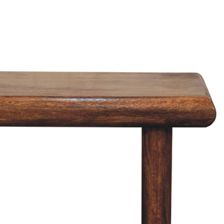 Koda Shoe Bench Solid Mango Wood Flat Slab Legs Chestnut Finish Japandi