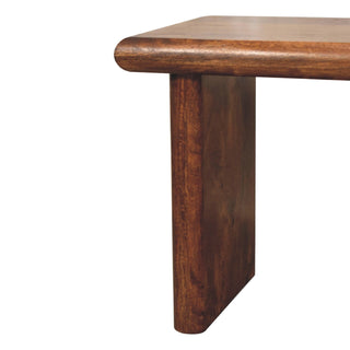 Koda Shoe Bench Solid Mango Wood Flat Slab Legs Chestnut Finish Japandi