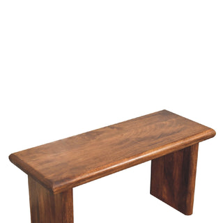 Koda Shoe Bench Solid Mango Wood Flat Slab Legs Chestnut Finish Japandi