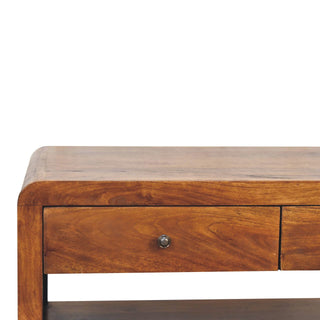 Dunn Coffee Table with Drawers Solid Mango Wood Lower Shelf Square Legs Chestnut
