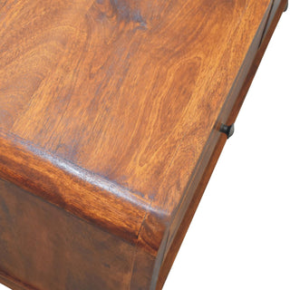 Dunn Coffee Table with Drawers Solid Mango Wood Lower Shelf Square Legs Chestnut
