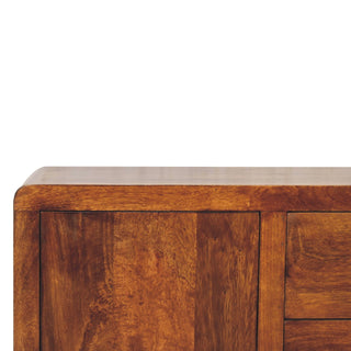 Ridley Sideboard Cabinet Chestnut Door Four-Drawer Asymmetric Stub Feet