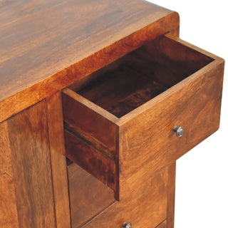 Ridley Sideboard Cabinet Chestnut Door Four-Drawer Asymmetric Stub Feet