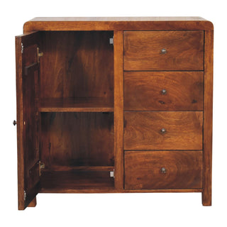 Ridley Sideboard Cabinet Chestnut Door Four-Drawer Asymmetric Stub Feet