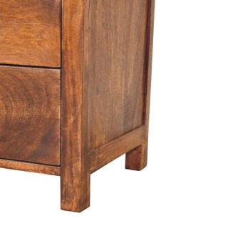 Ridley Sideboard Cabinet Chestnut Door Four-Drawer Asymmetric Stub Feet