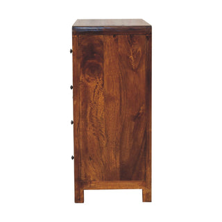 Ridley Sideboard Cabinet Chestnut Door Four-Drawer Asymmetric Stub Feet