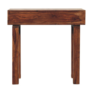 Kaia Slim Console Table with Drawers Straight Block Legs Chestnut Sheesham Wood