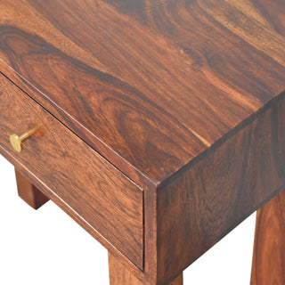 Kaia Slim Console Table with Drawers Straight Block Legs Chestnut Sheesham Wood