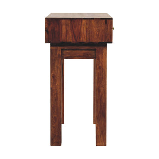 Kaia Slim Console Table with Drawers Straight Block Legs Chestnut Sheesham Wood