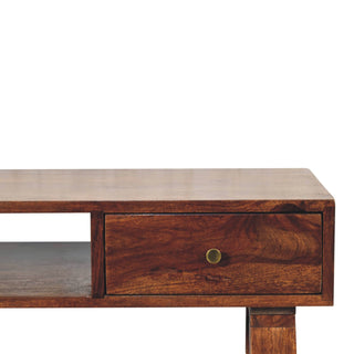 Hadley Writing Desk Sheesham Wood Open Slot With Brass Knob Drawer