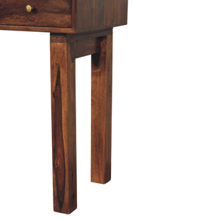 Hadley Writing Desk Sheesham Wood Open Slot With Brass Knob Drawer