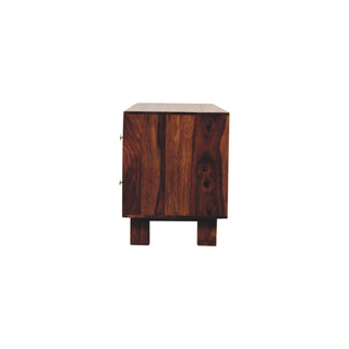 Seren Media Unit Sheesham Wood Chestnut Finish Four Drawers Brass Knobs