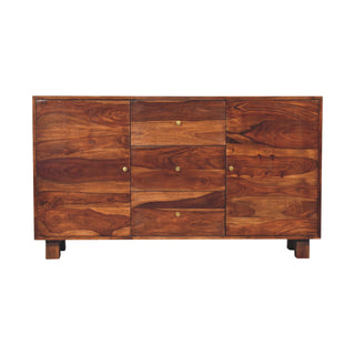 Shenley Large Sideboard with Block Panel Doors and Drawers in Sheesham Chestnut