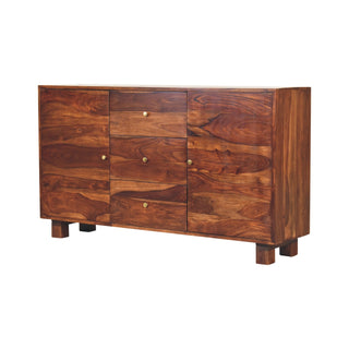 Shenley Large Sideboard with Block Panel Doors and Drawers in Sheesham Chestnut