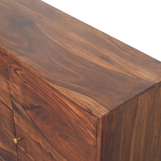 Shenley Large Sideboard with Block Panel Doors and Drawers in Sheesham Chestnut