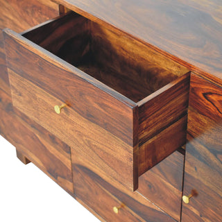 Shenley Large Sideboard with Block Panel Doors and Drawers in Sheesham Chestnut