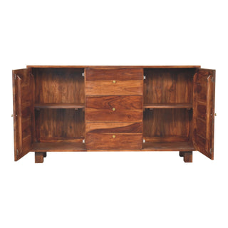 Shenley Large Sideboard with Block Panel Doors and Drawers in Sheesham Chestnut
