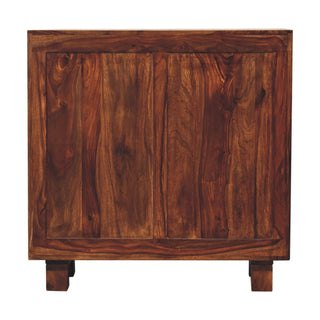 Kessler Compact Sideboard Cabinet with Drawers and Cupboard in Sheesham Chestnut Finish