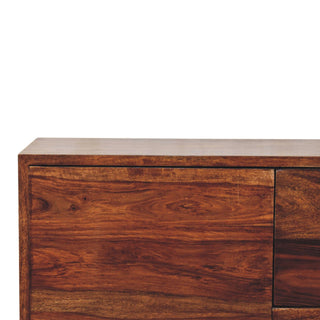 Kessler Compact Sideboard Cabinet with Drawers and Cupboard in Sheesham Chestnut Finish