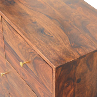 Kessler Compact Sideboard Cabinet with Drawers and Cupboard in Sheesham Chestnut Finish