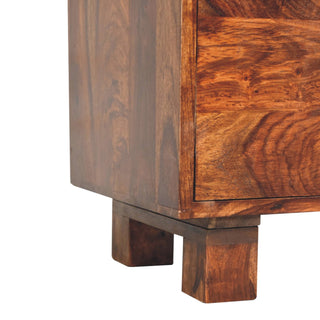 Kessler Compact Sideboard Cabinet with Drawers and Cupboard in Sheesham Chestnut Finish