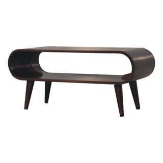 Lune Coffee Table Solid Mango Wood Open Oval Tunnel Frame Light Walnut Nordic
