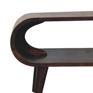Lune Coffee Table Solid Mango Wood Open Oval Tunnel Frame Light Walnut Nordic