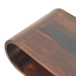 Lune Coffee Table Solid Mango Wood Open Oval Tunnel Frame Light Walnut Nordic