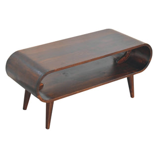 Lune Coffee Table Solid Mango Wood Open Oval Tunnel Frame Light Walnut Nordic