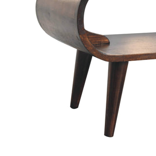 Lune Coffee Table Solid Mango Wood Open Oval Tunnel Frame Light Walnut Nordic