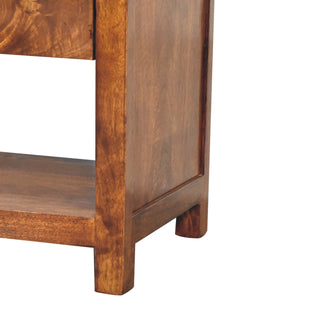 Cora Media Unit Chestnut Finish Twin Drawers Plinth Base